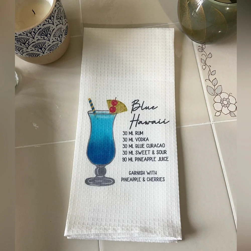 4/$15 ❤️ Blue Hawaii Cocktail Kitchen Towel